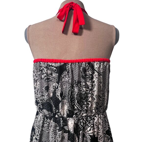 Etiquette Boutique Red and Black Maxi Halter Dress Size Medium NWT - Picture 6 of 11